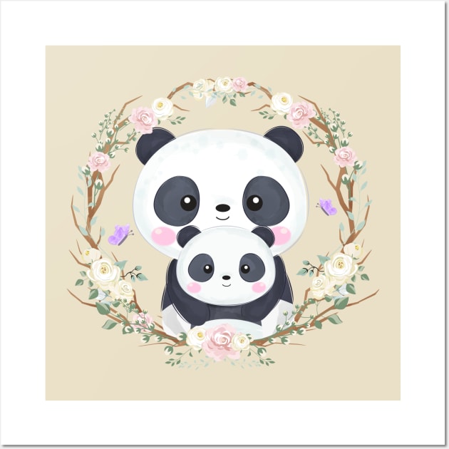 Panda Motherhood Cartoon Wall Art by Mako Design 